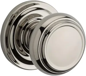 Baldwin PS.TRA.TRR Traditional Passage Knobset with Traditional Round Rose, Polished Nickel