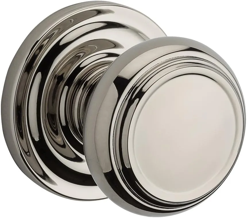 Baldwin PS.TRA.TRR Traditional Passage Knobset with Traditional Round Rose, Polished Nickel