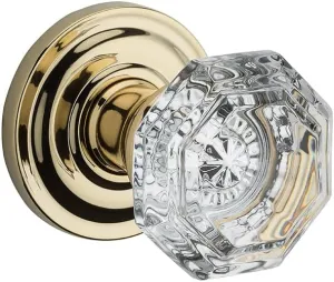 Baldwin Pvcrytrr003 Crystal Round Privacy Knob, Polished Brass