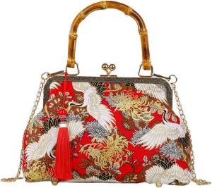 Bamboo Top-Handle Handbag Women's Shoulder Crossbody Bag for Women