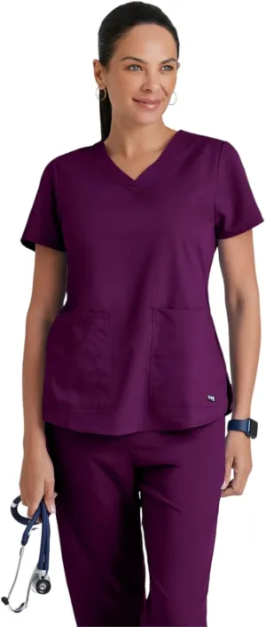BARCO Grey's Anatomy Scrubs - Aubrey Scrub Top for Women, V-Neck, Shirring Back Super-Soft Women's Scrub Top
