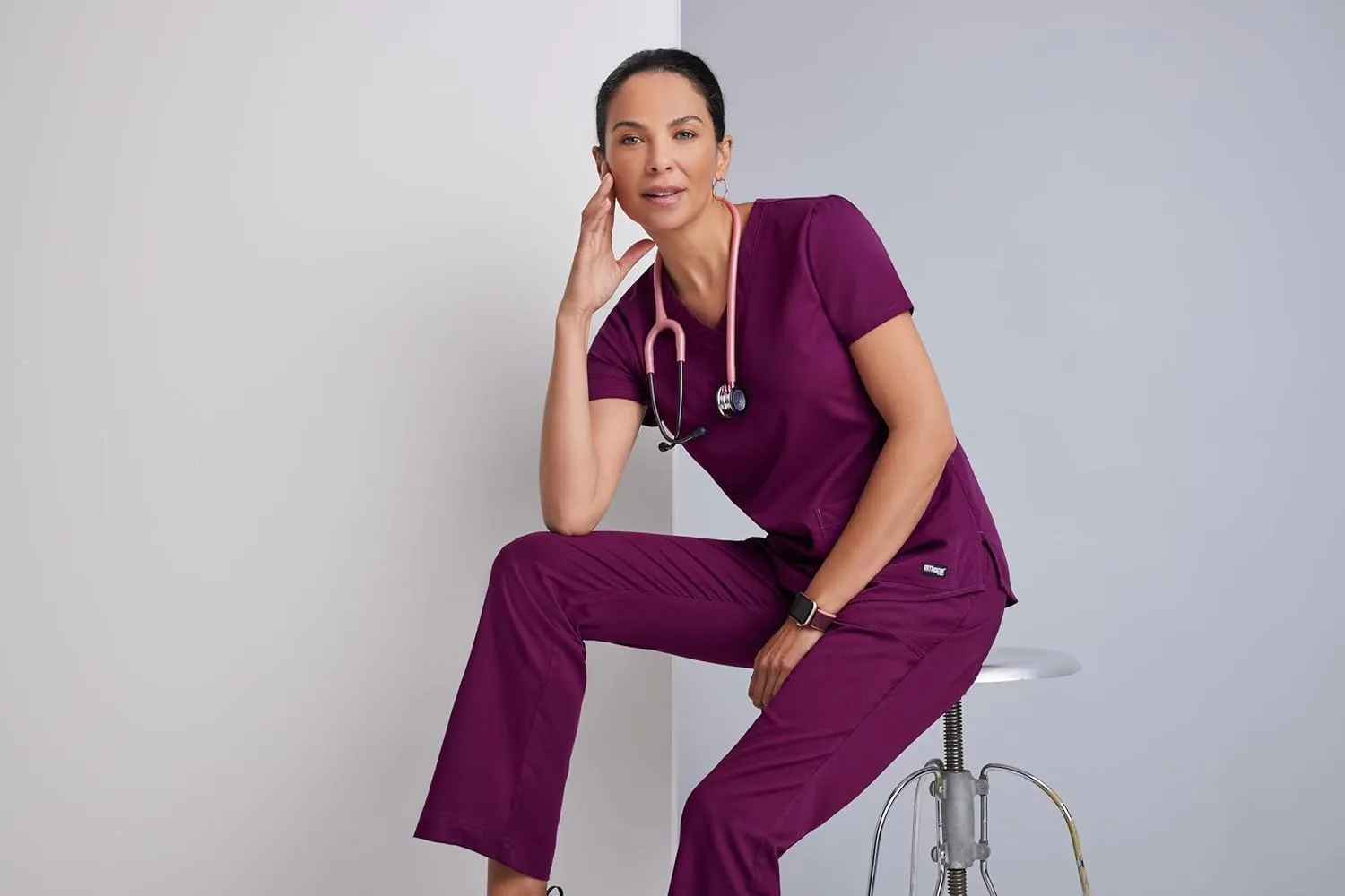 BARCO Grey's Anatomy Scrubs - Aubrey Scrub Top for Women, V-Neck, Shirring Back Super-Soft Women's Scrub Top