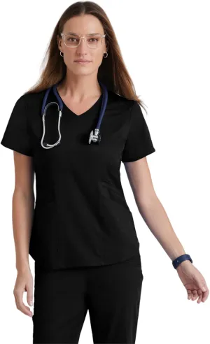 BARCO Grey's Anatomy Scrubs Impact - Moto Scrub Top for Women, V-Neck Medical Top, Spandex Stretch Women's Scrub Top