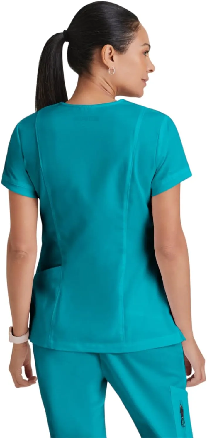 BARCO Grey's Anatomy Scrubs - Kira Scrub Top for Women, V-Neck, Love Printed Zip Pocket Super-Soft Women's Scrub Top