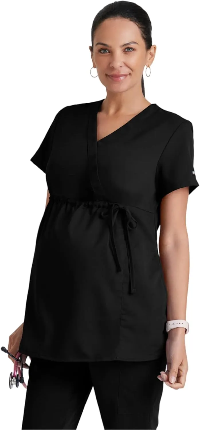 BARCO Grey's Anatomy Scrubs - Lilah Maternity Scrub Top for Women, Mock Wrap Front, Fitted Back Women's Scrub Top