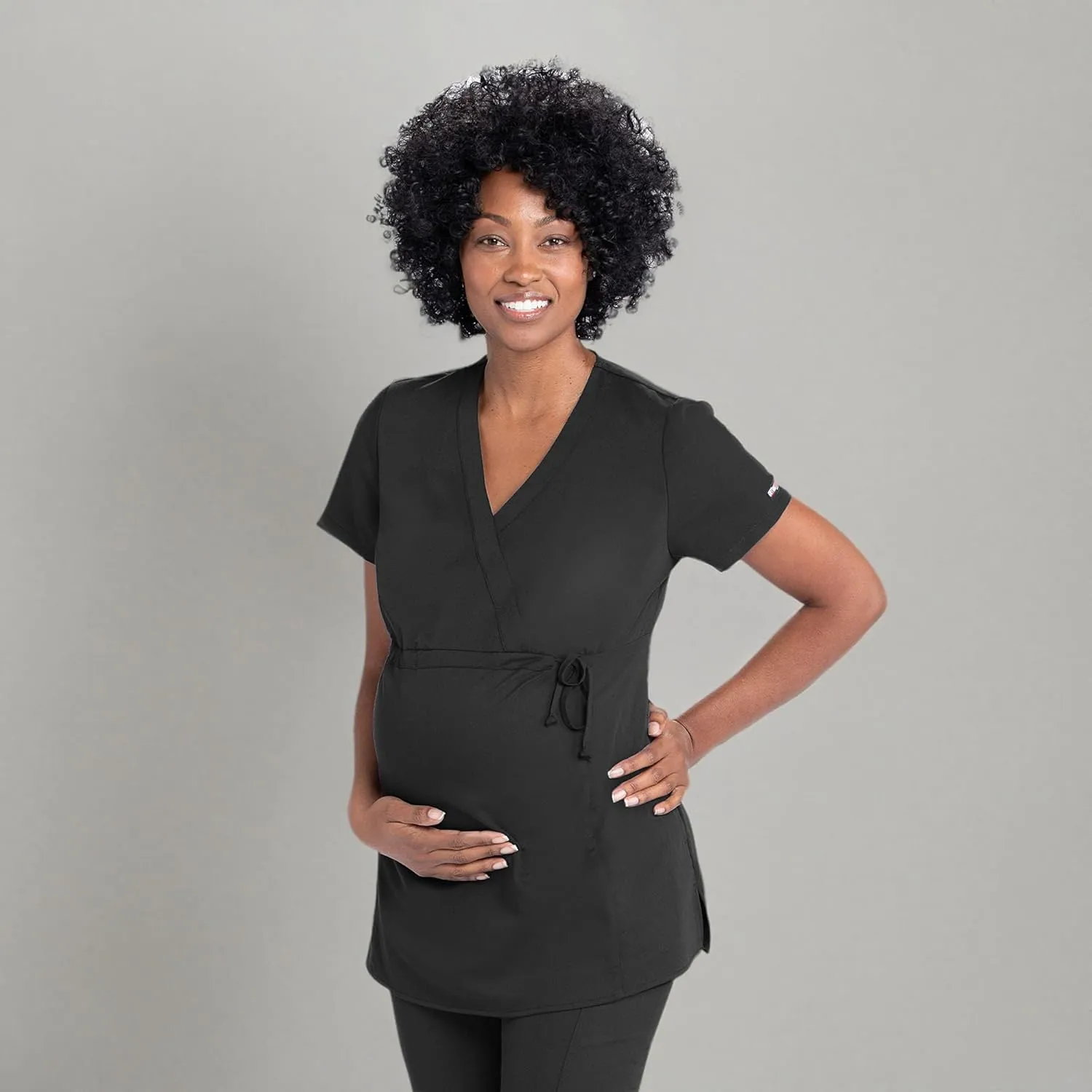 BARCO Grey's Anatomy Scrubs - Lilah Maternity Scrub Top for Women, Mock Wrap Front, Fitted Back Women's Scrub Top