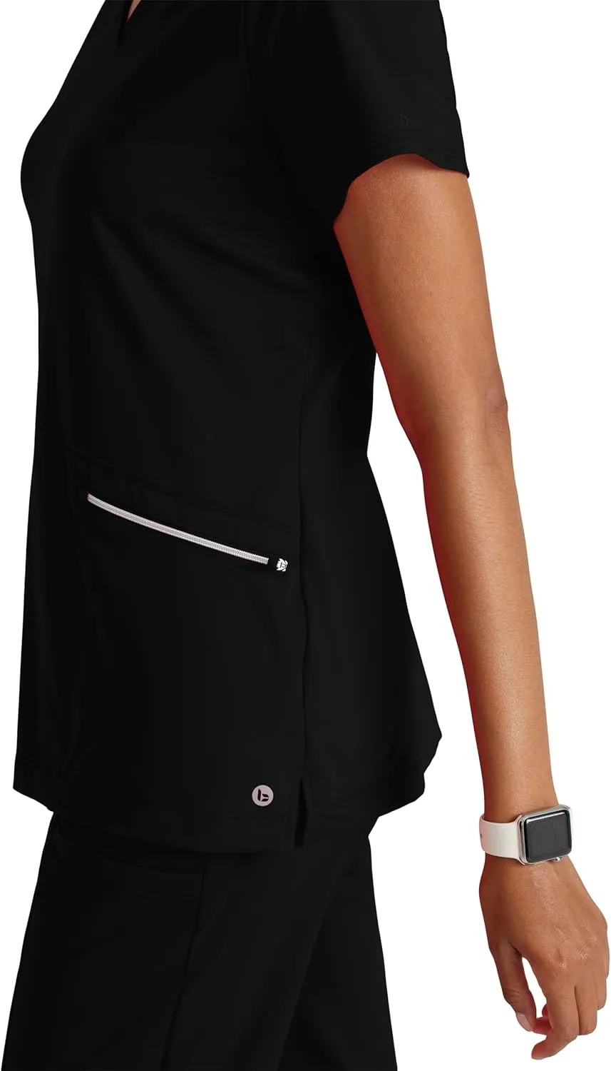 BARCO One Performance Knit Victory Top for Women - V-Neck with Overlap, Angled Zipper Waist Pockets Women's Scrub Top