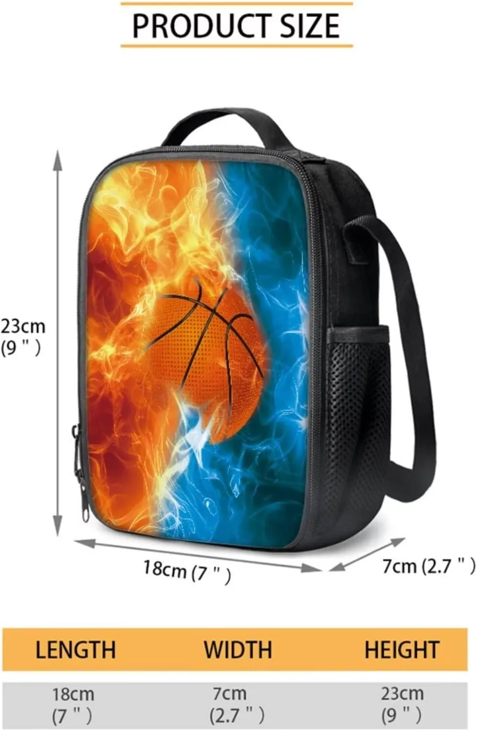 Basketball Kids Backpack Boys 3rd Grade Book Bag Set with Lunchbox Pencil Case Water Fire Print 9-10 Kids Large Schoolbag Elementary Daypack Back Packs