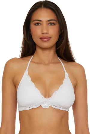 BECCA Women's Colette Banded Bikini Top, Adjustable, Tie Back, Swimwear Separates