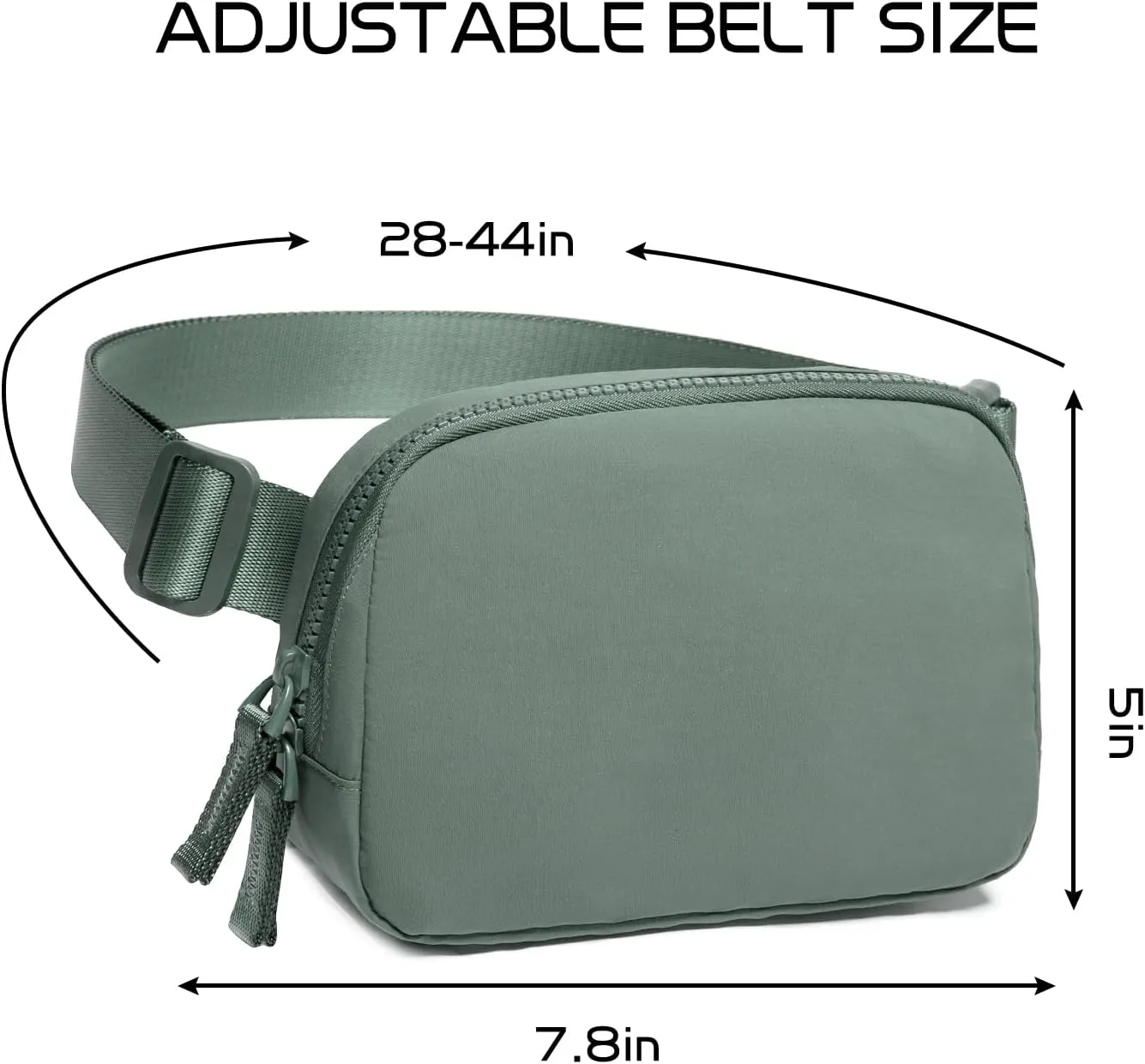 Belt Bag for Women Two-Way Zipper Cross Body Fanny Pack Fashion Waist Packs Everywhere Belt Bag with Adjustable Strap Gifts for Teen Girls Women Men (Green)