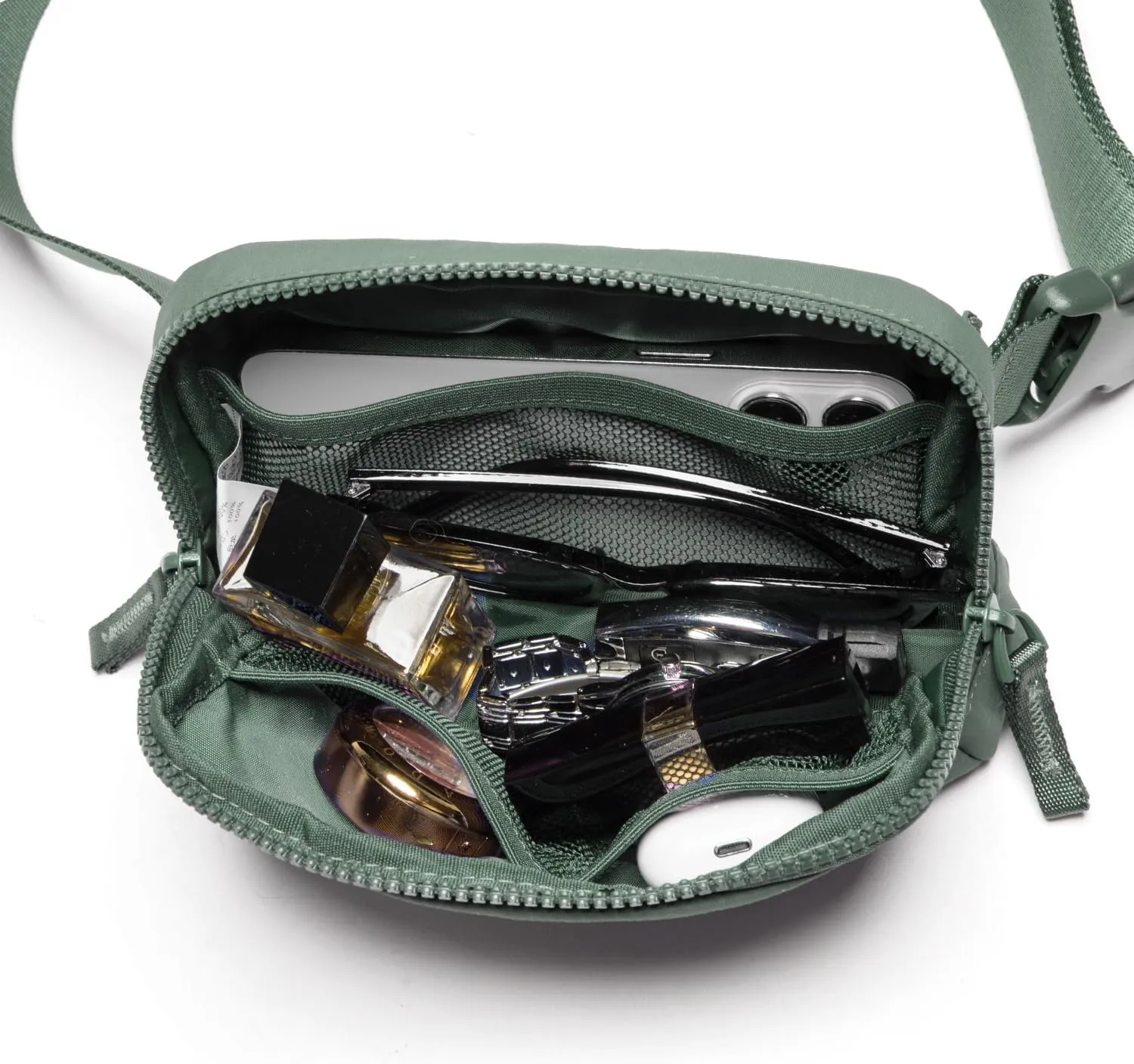 Belt Bag for Women Two-Way Zipper Cross Body Fanny Pack Fashion Waist Packs Everywhere Belt Bag with Adjustable Strap Gifts for Teen Girls Women Men (Green)