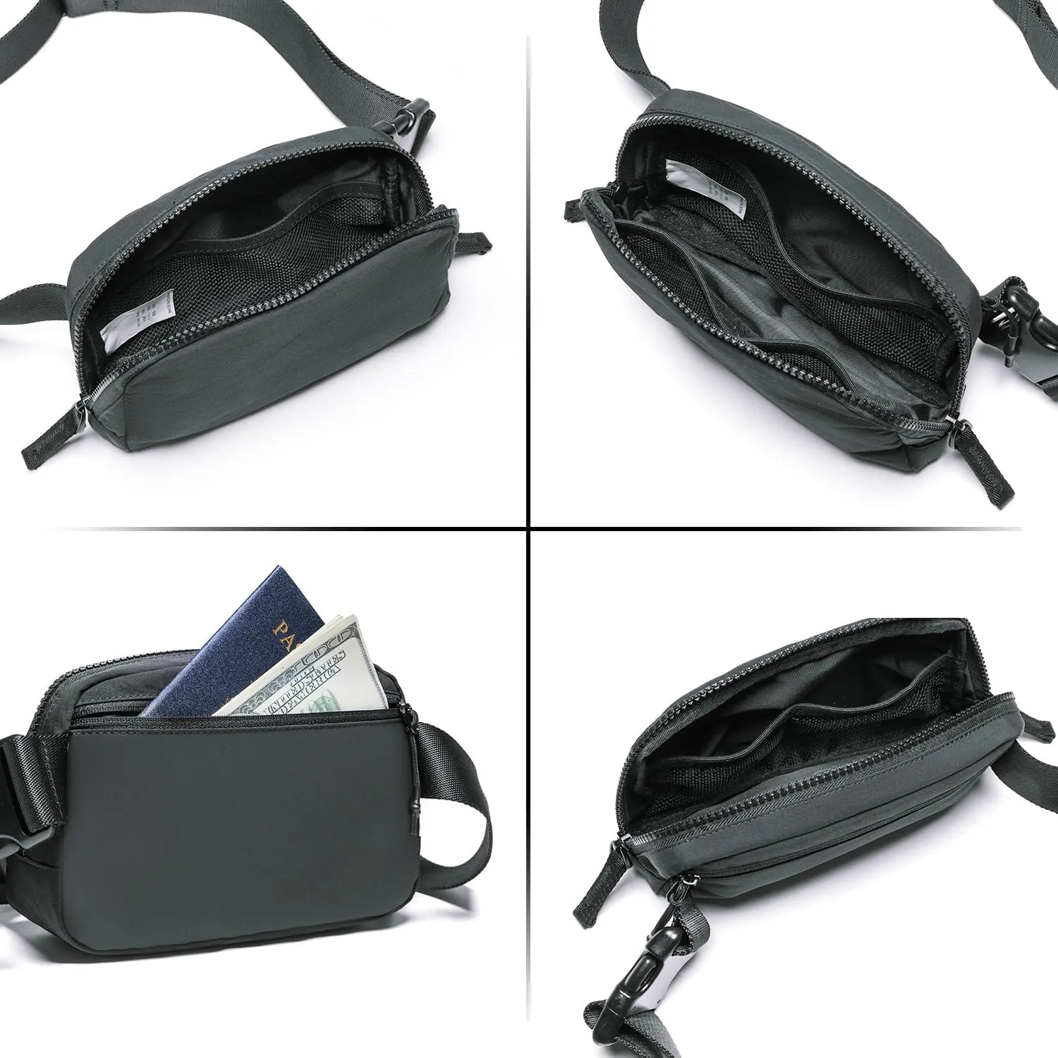 Belt Bag for Women Two-Way Zipper Fanny Pack Crossbody Bags for Women Fashion Waist Packs Cross Body Fanny Pack with Adjustable Strap Gifts for Teen Girls (Dark Grey)