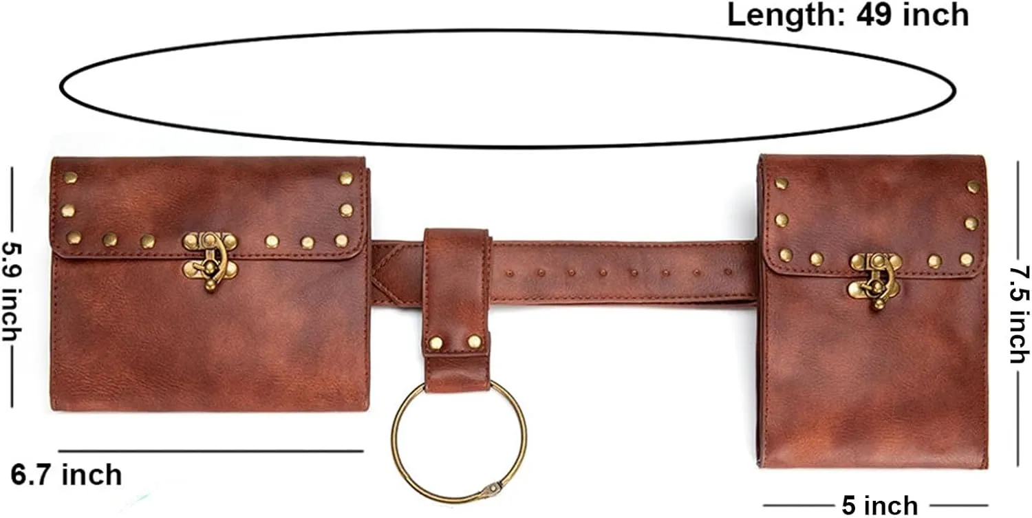 Belt Pouch Purse Renaissance Costume Accessories LARP Cosplay Waist Bag Fanny Pack Hiking Festival Casual Daypack