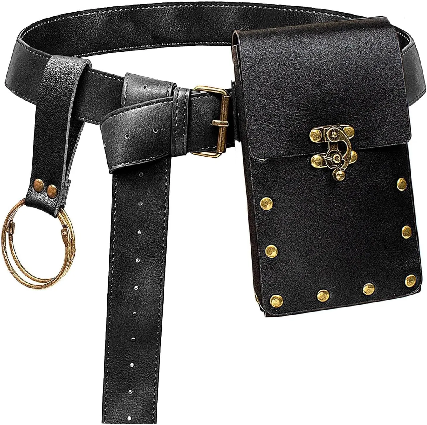 Belt Pouch Waist Bag Fanny Pack Steampunk Phone Holder Casual Medieval Renaissance Cosplay Costume Accessories (1Classic-Black)