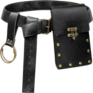 Belt Pouch Waist Bag Fanny Pack Steampunk Phone Holder Casual Medieval Renaissance Cosplay Costume Accessories (1Classic-Black)