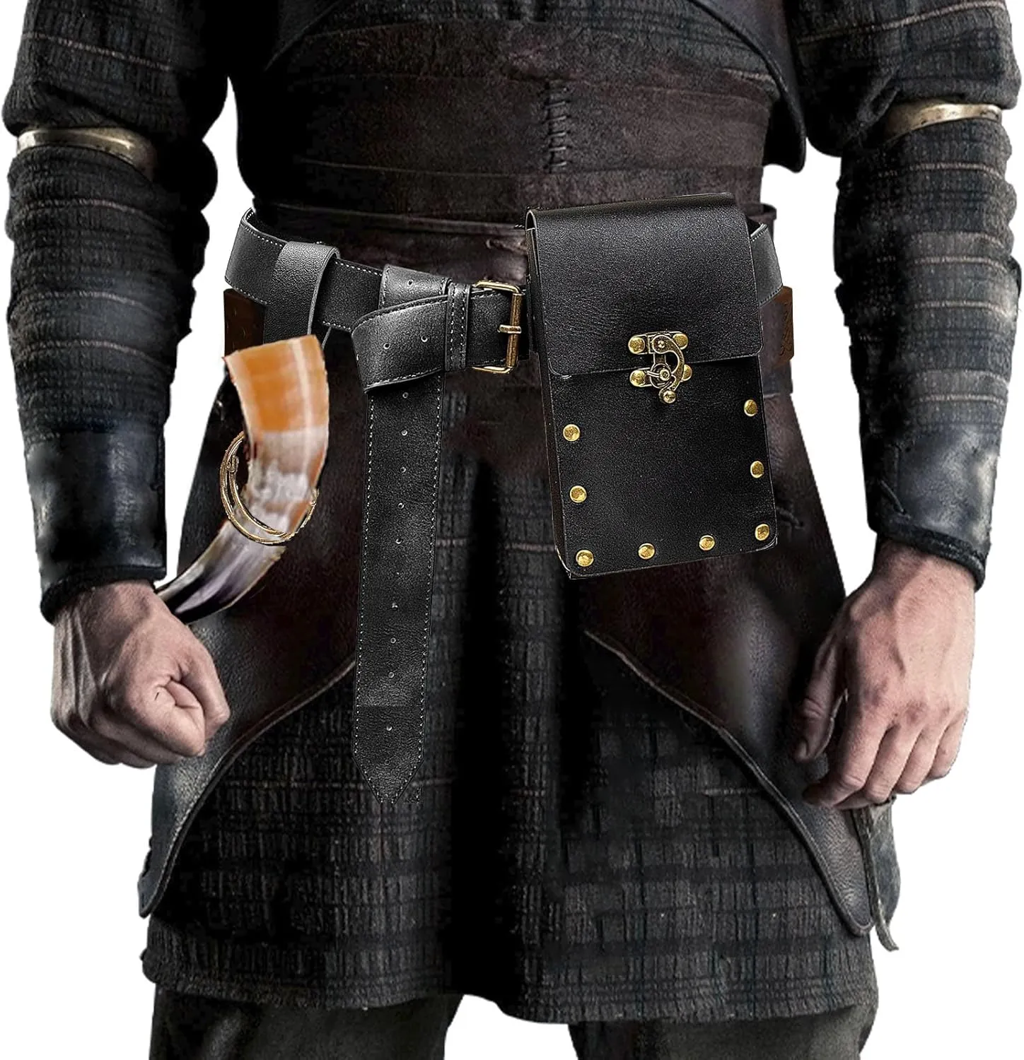 Belt Pouch Waist Bag Fanny Pack Steampunk Phone Holder Casual Medieval Renaissance Cosplay Costume Accessories (1Classic-Black)