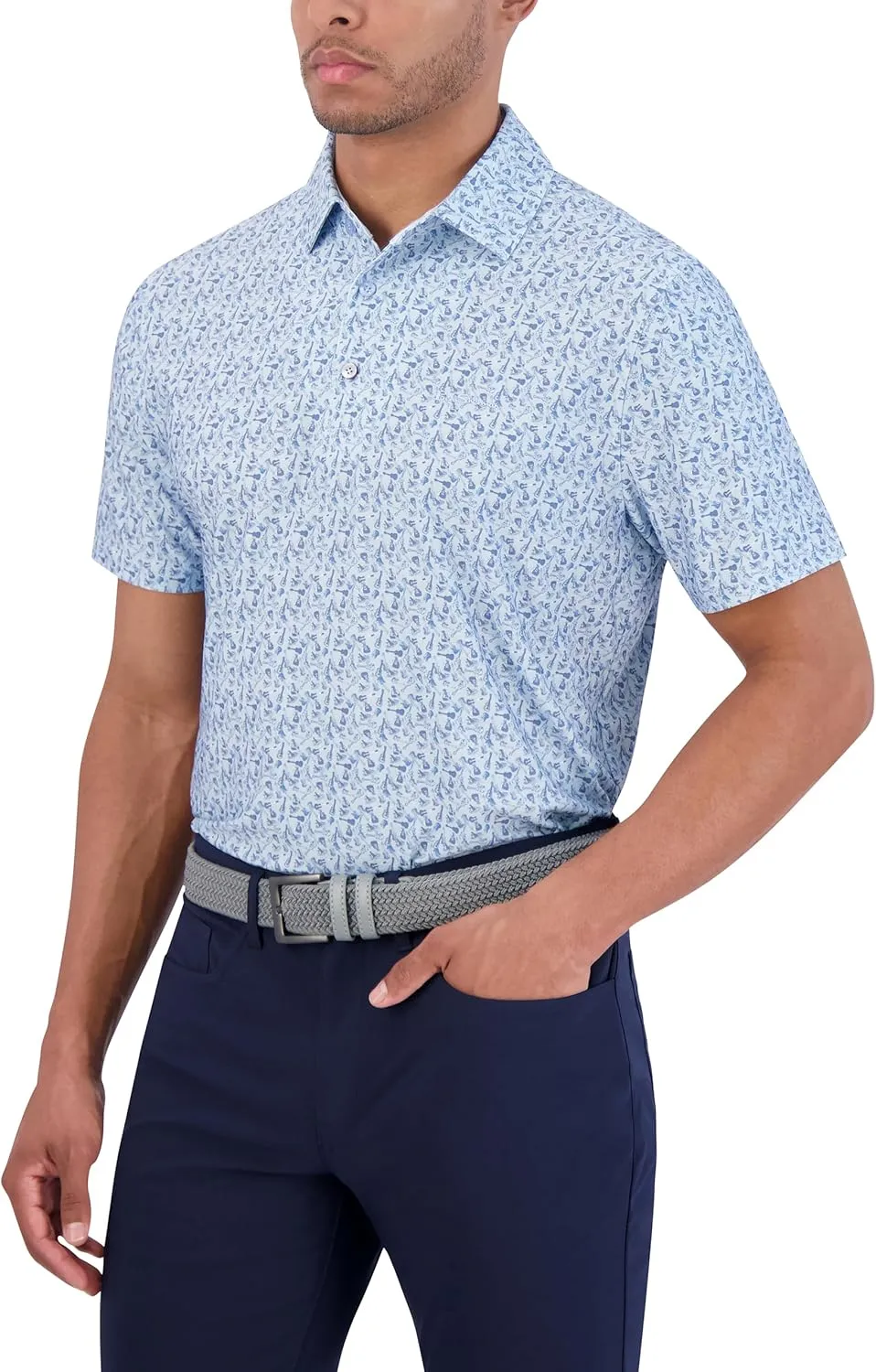 Ben Sherman Men's Short Sleeve Printed Tech Sports Fit Polo Top