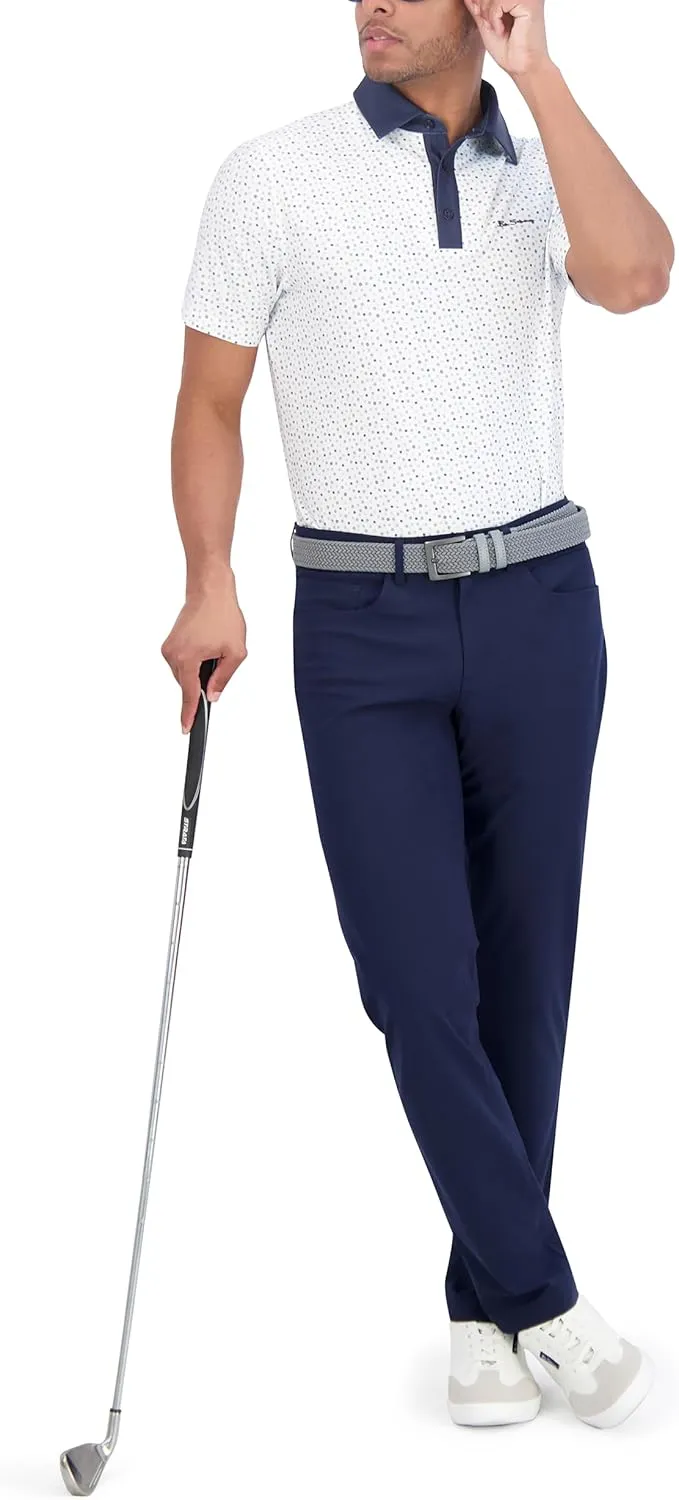 Ben Sherman Men's Short Sleeve Printed Tech Sports Fit Polo Top
