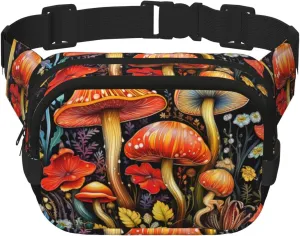 Bent Mushroom Square double - layer fanny pack with adjustable shoulder strap - travelling fanny pack - perfect for outdoor sports