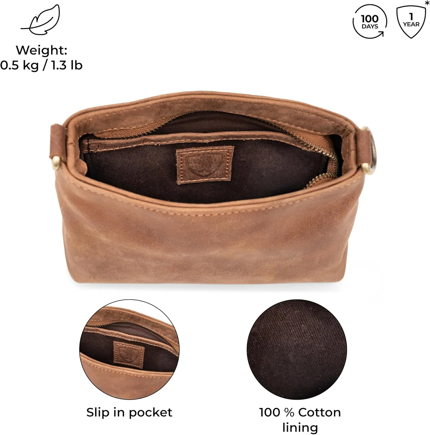 BERLINER BAGS Vintage Genuine Leather Shoulder Bag Marbella, Crossbody Purse for Women, Satchel Bag