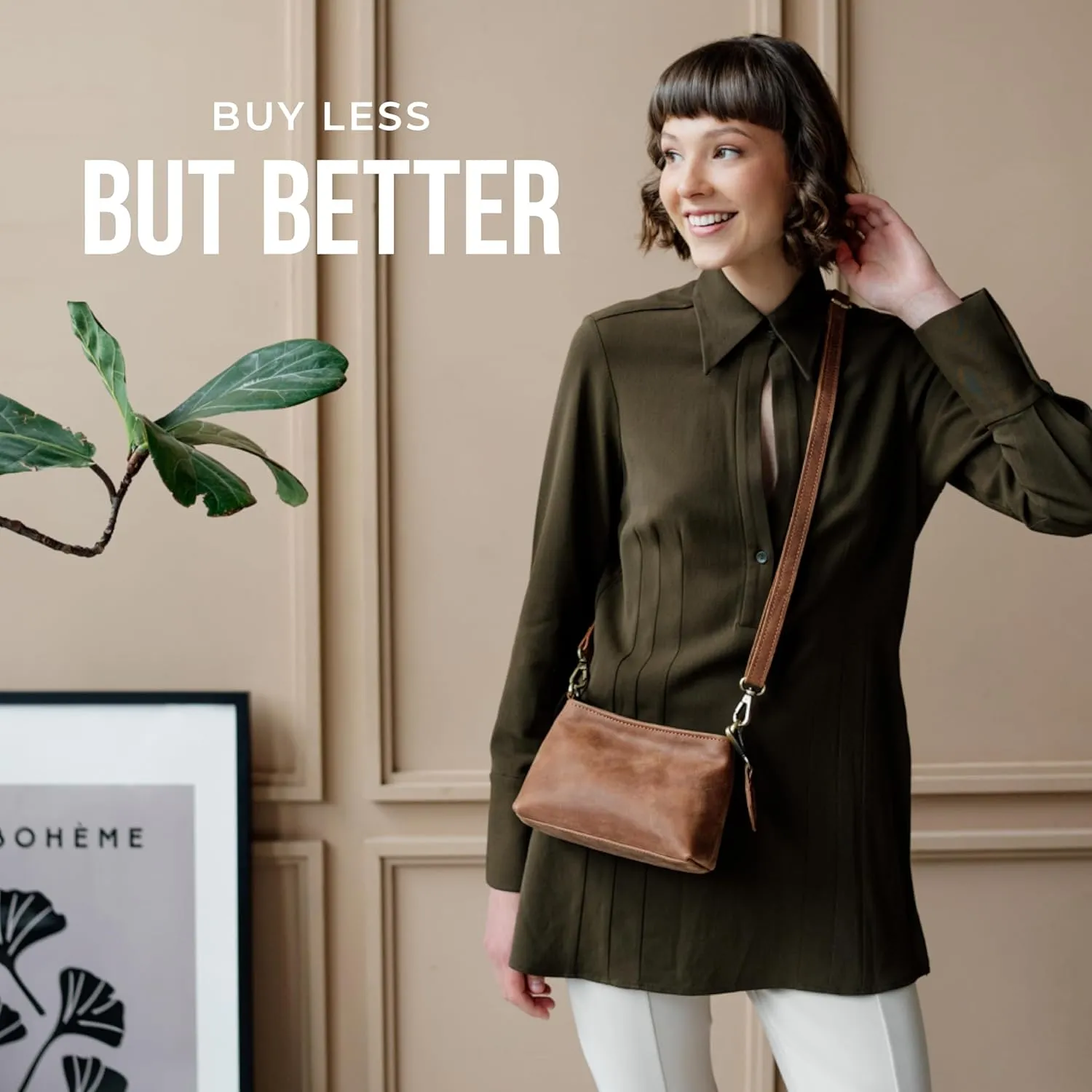 BERLINER BAGS Vintage Genuine Leather Shoulder Bag Marbella, Crossbody Purse for Women, Satchel Bag