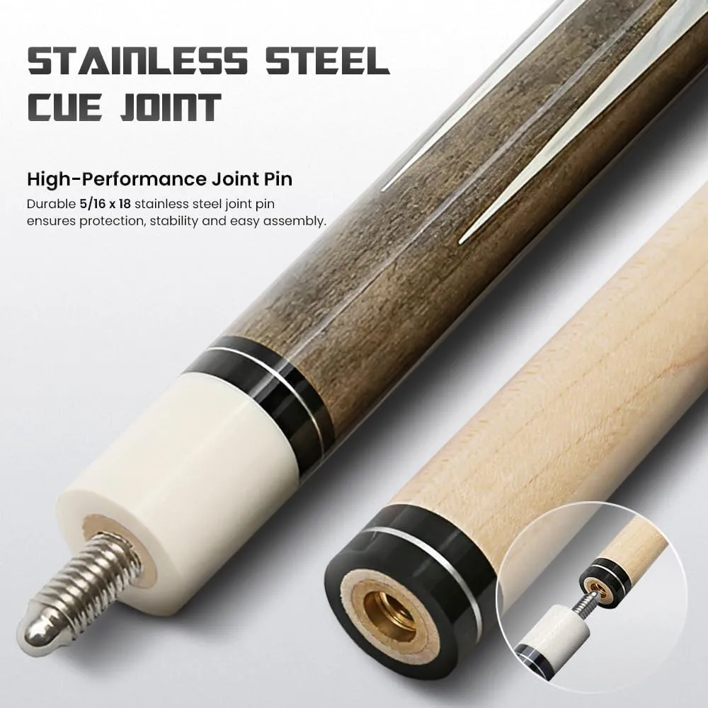 Big Cat Timeless Legacy Pool Cue Stick - Grade A Canadian Maple, 12.5mm Professional Leather Tip, 58” Length, Premium Billiard Cue for Adults – Home or Tournament Play