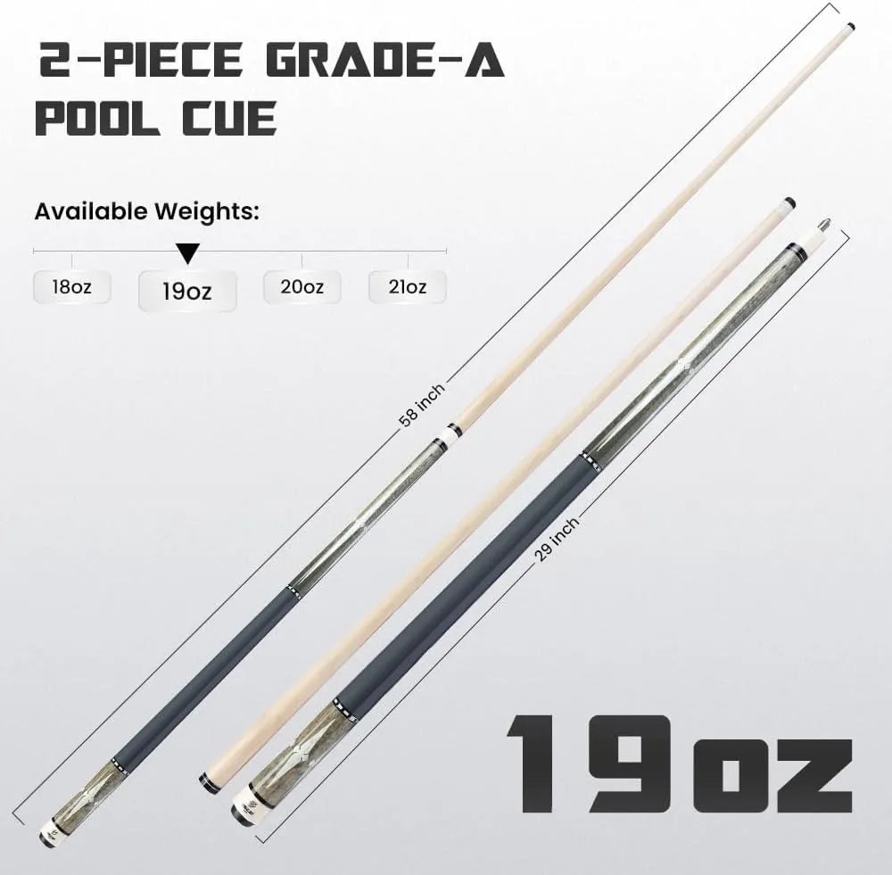 Big Cat Timeless Legacy Pool Cue Stick - Grade A Canadian Maple, 12.5mm Professional Leather Tip, 58” Length, Premium Billiard Cue for Adults – Home or Tournament Play