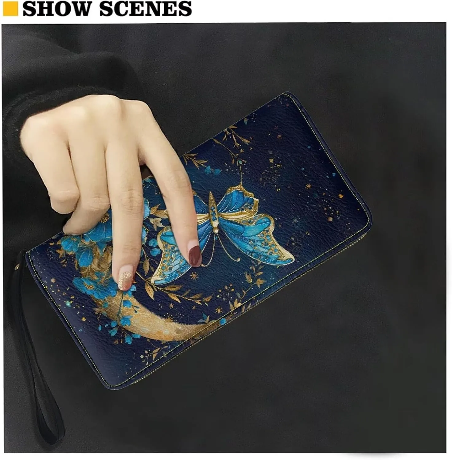 Binienty Womens Zipper Wallet, PU Leather Wristlet Purse, Zip Around Card Holder Organizer Clutch Handbag