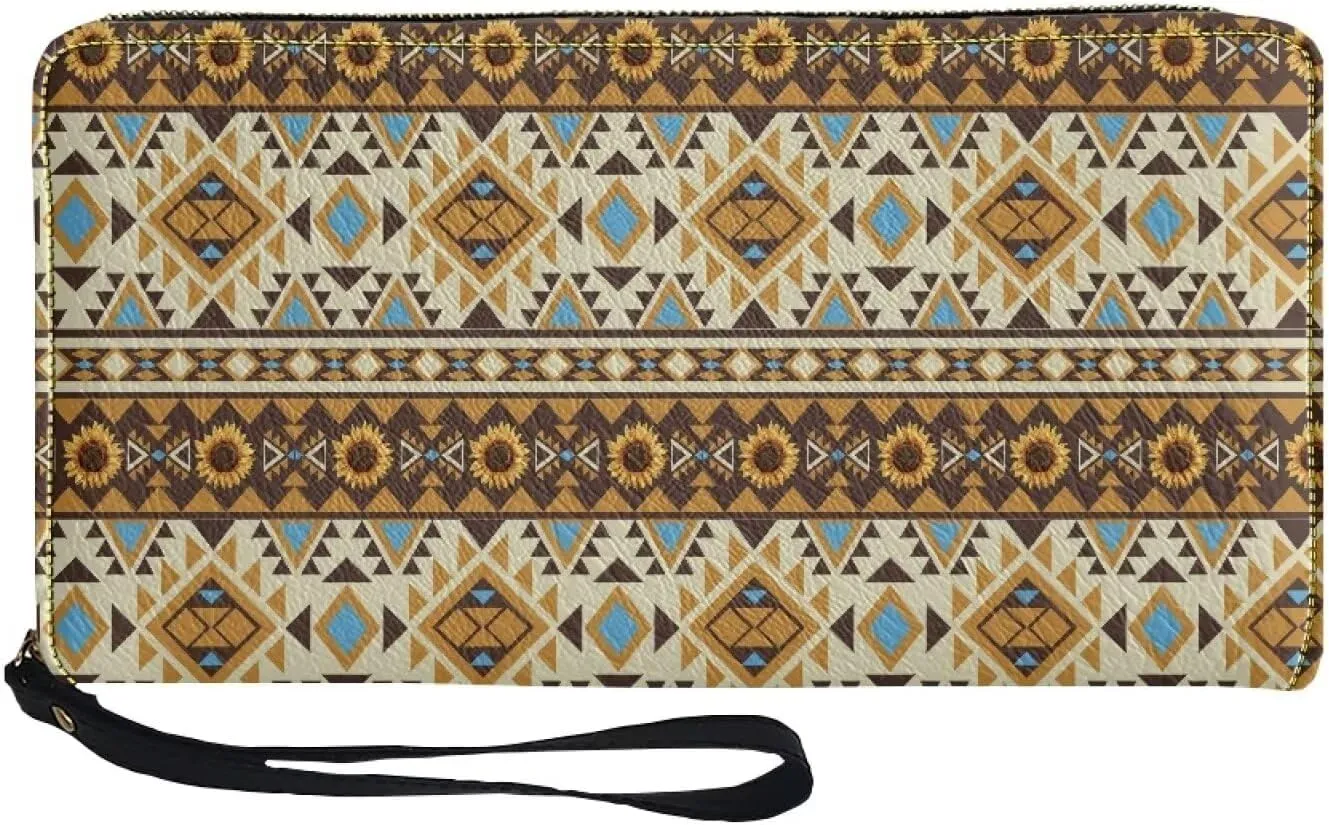 Binienty Womens Zipper Wallet, PU Leather Wristlet Purse, Zip Around Card Holder Organizer Clutch Handbag