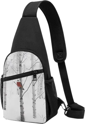 Birch Print Chest Bag for Men Women Hiking Travel Bag Shoulder Bag Black One Size, Black, One Size