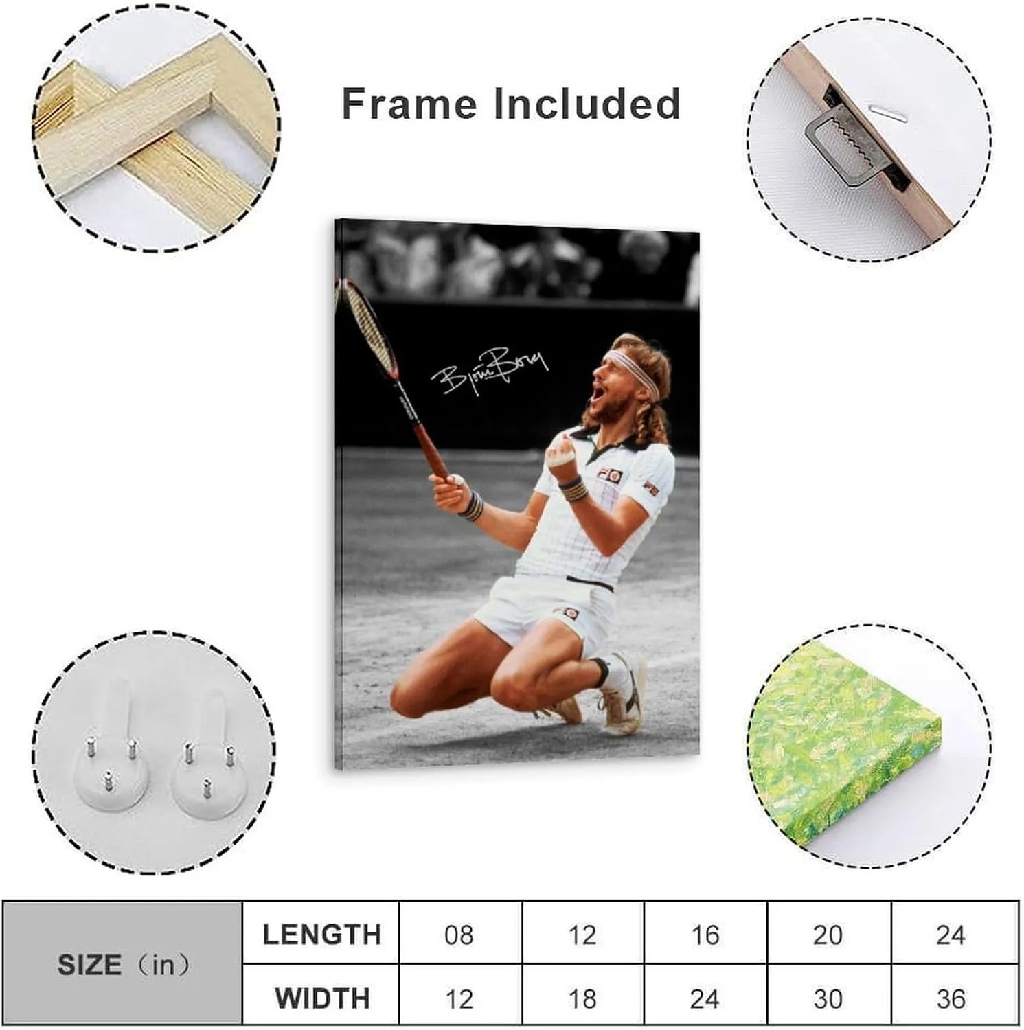 Björn Borg Poster Canvas Wall Art Decorative Bedroom Modern Home Print Picture Artworkss 12x18inch(30x45cm)