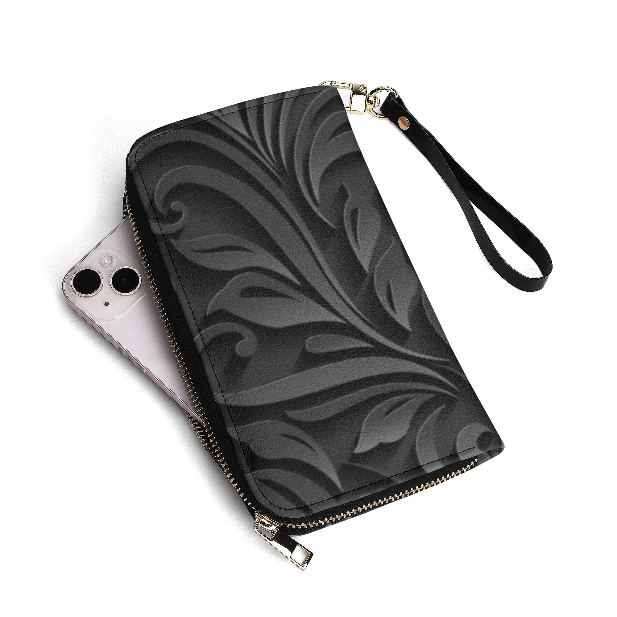 Black Filigree Design Graphic Design PU Leather Wallet