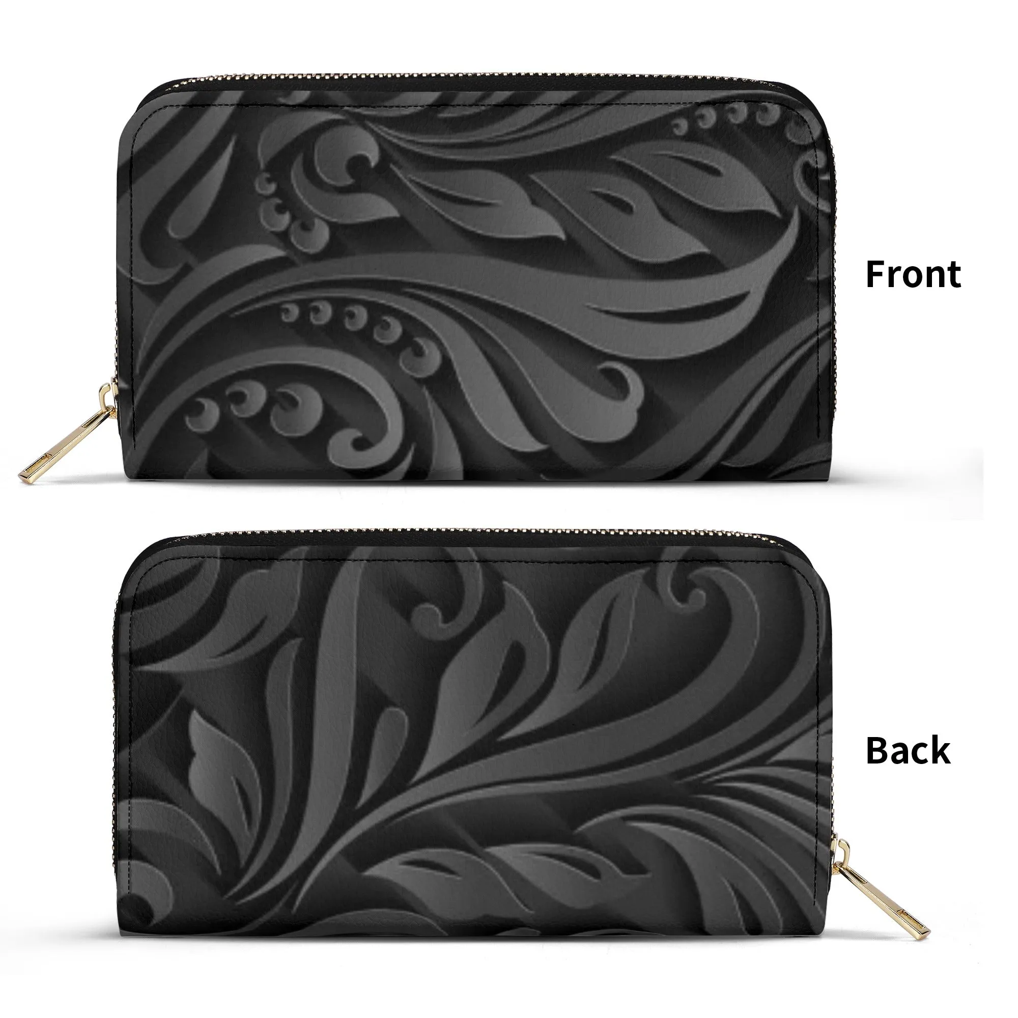 Black Filigree Design Graphic Design PU Leather Wallet