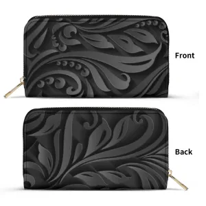 Black Filigree Design Graphic Design PU Leather Wallet