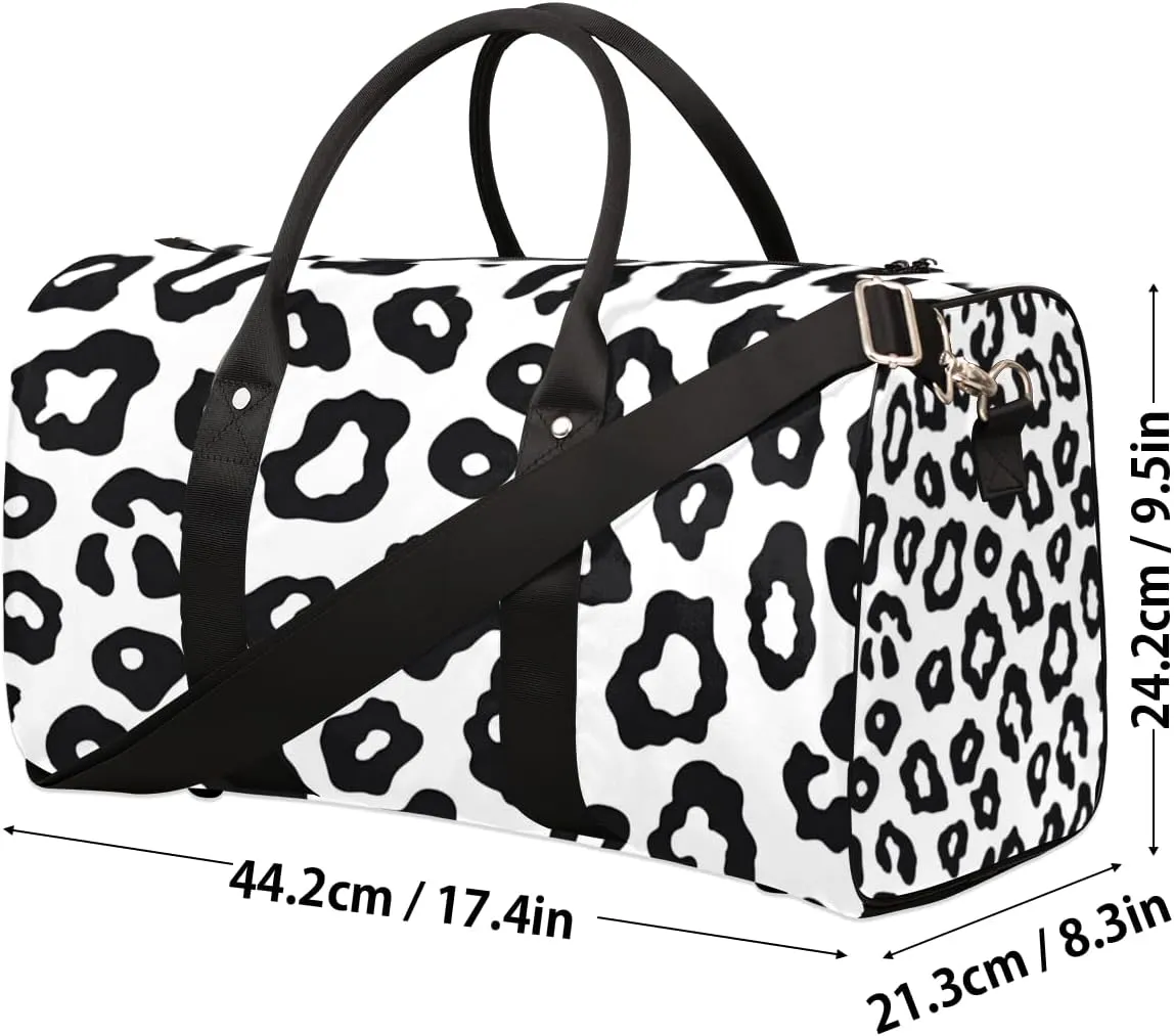 Black Leopard Travel Duffle Bag for Women Men Gym Duffel Foldable Bag Waterproof Weekender Cheetah Print Duffle Tote