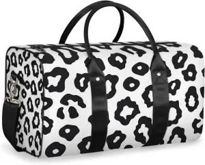 Black Leopard Travel Duffle Bag for Women Men Gym Duffel Foldable Bag Waterproof Weekender Cheetah Print Duffle Tote