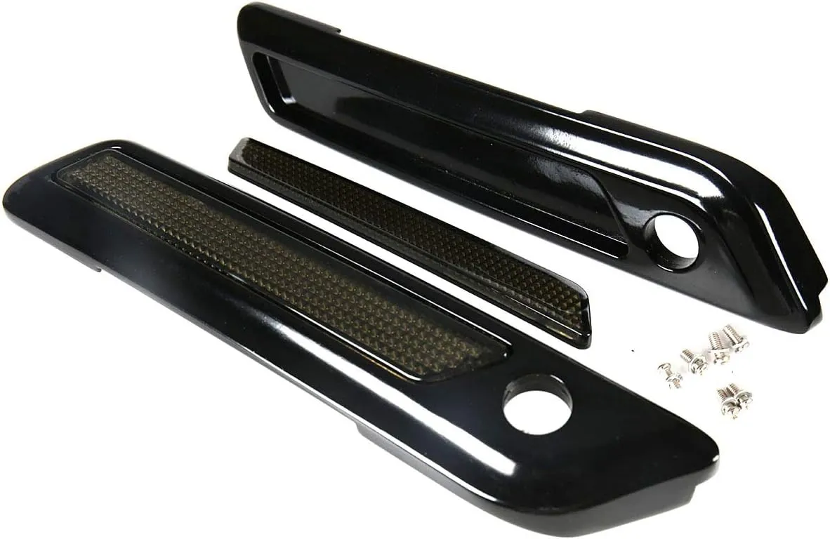 Black Saddlebag Outer Lid Hinge Latch Covers For Harley Touring Electra Road Street Glide 2014-2023 (Black Smoke)