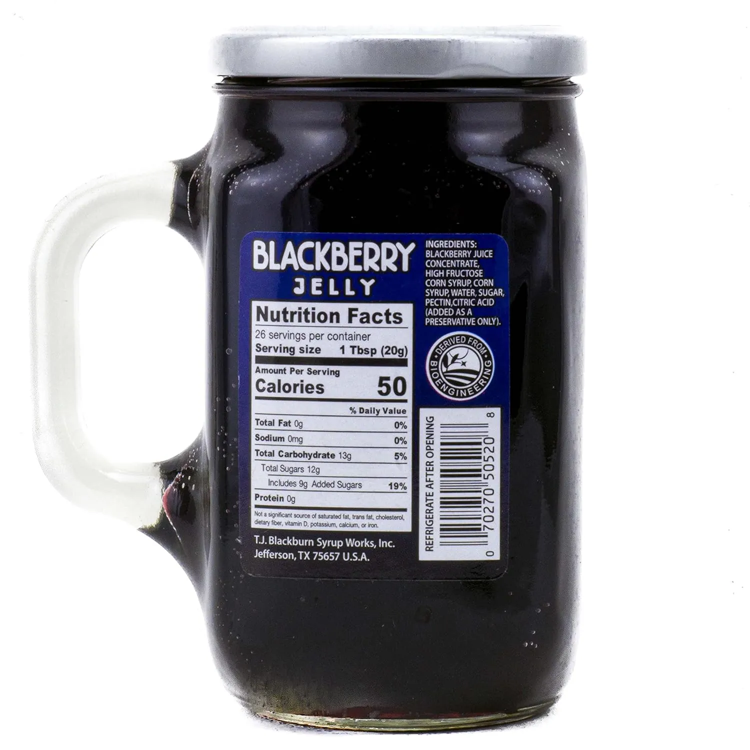 Blackburn's Preserves & Jellys 18oz Reusable Handled Glass Mug Jar (Pack of 3) (Blackberry Jelly)