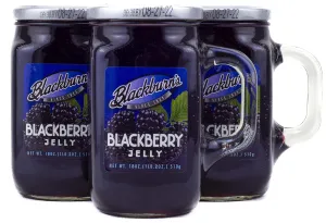 Blackburn's Preserves & Jellys 18oz Reusable Handled Glass Mug Jar (Pack of 3) (Blackberry Jelly)
