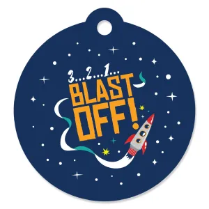 Blast Off to Outer Space - Rocket Ship Baby Shower or Birthday Party Favor Gift Tags (Set of 20)