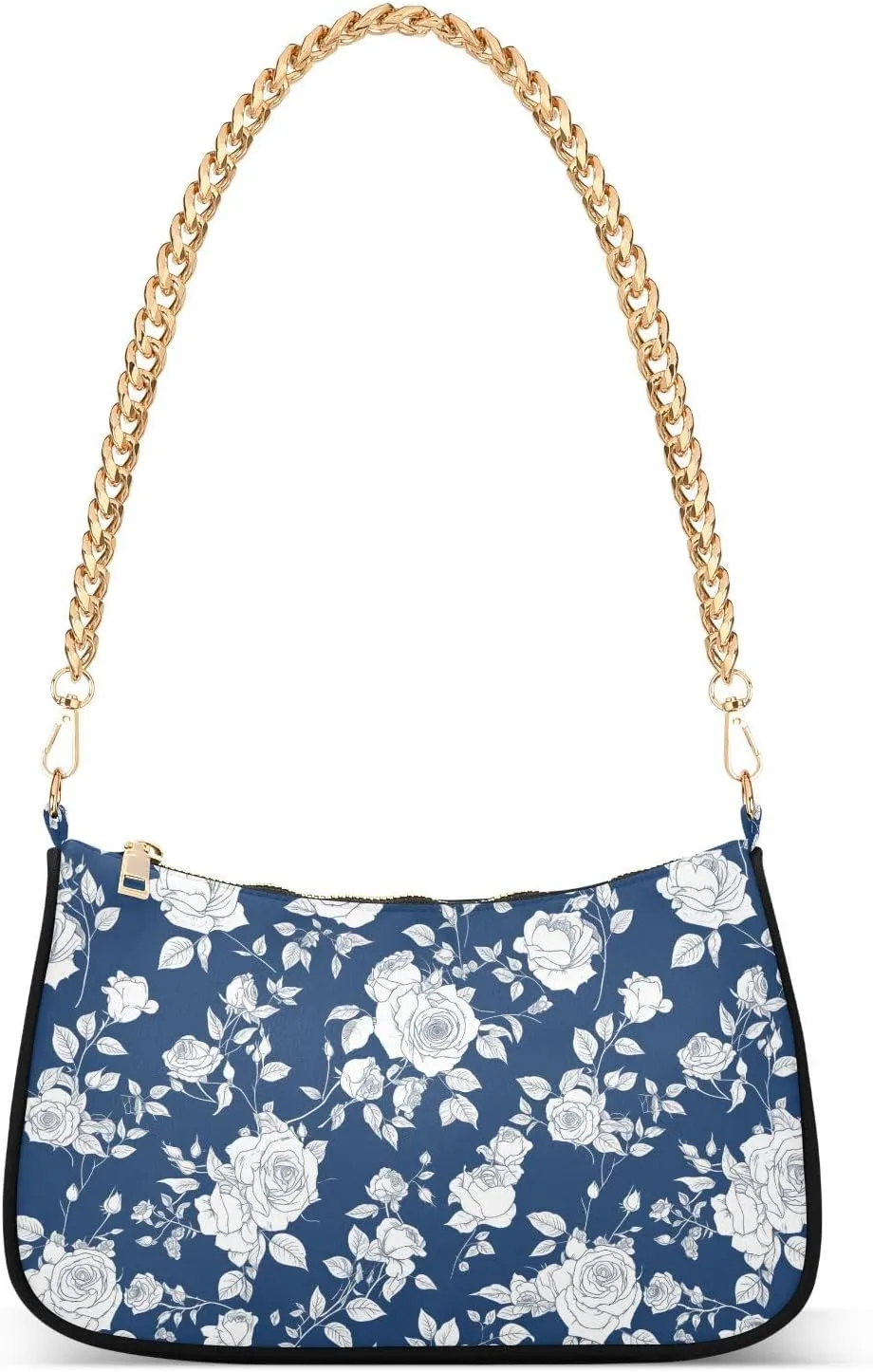 Blue and White Romantic Roses for trendy chain travel purses for women shoulder hand bags for wife