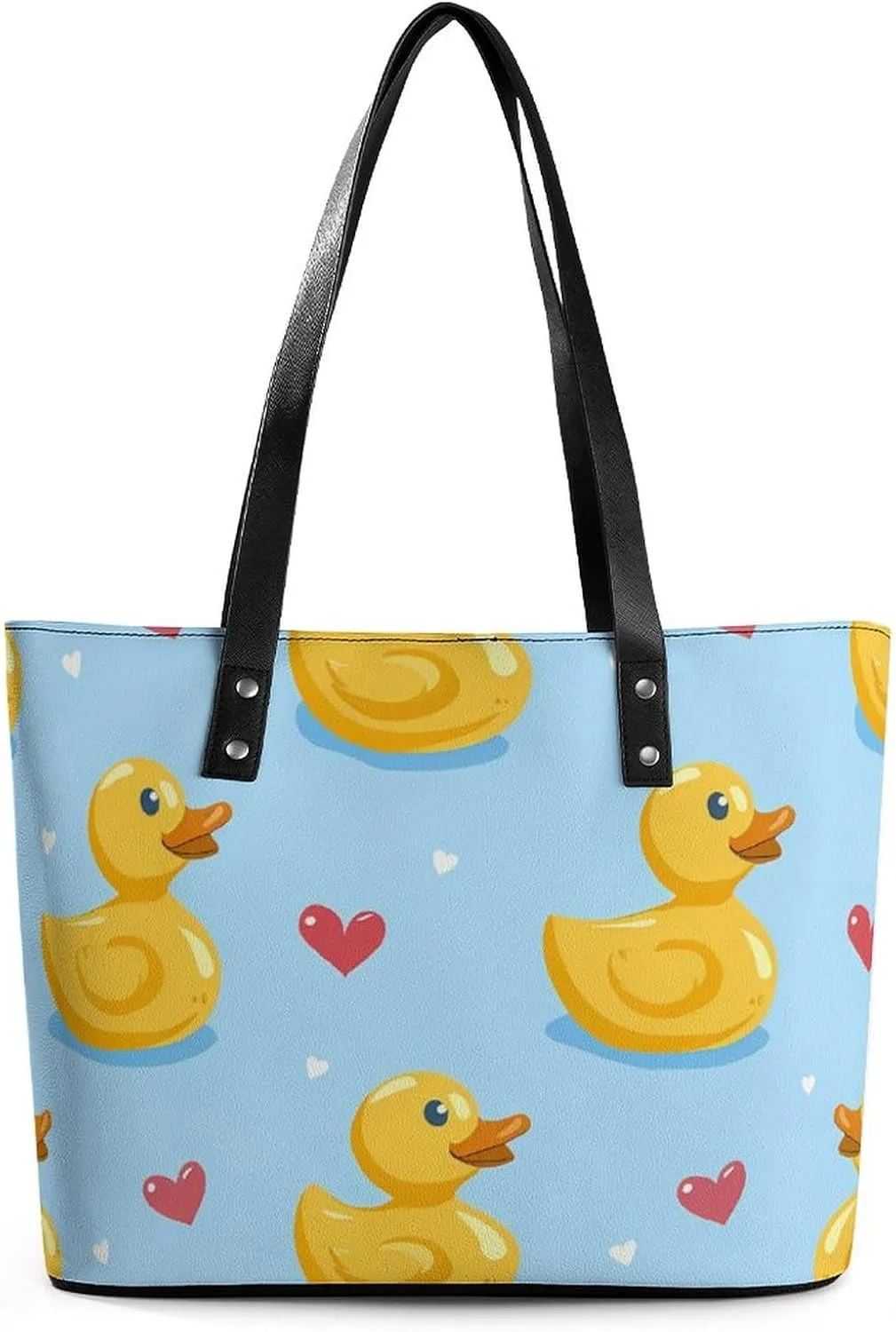 Blue Rubber Ducky Women's Tote Shoulder Bag Handbag Top Handle Leather 29 * 34 * 14cm