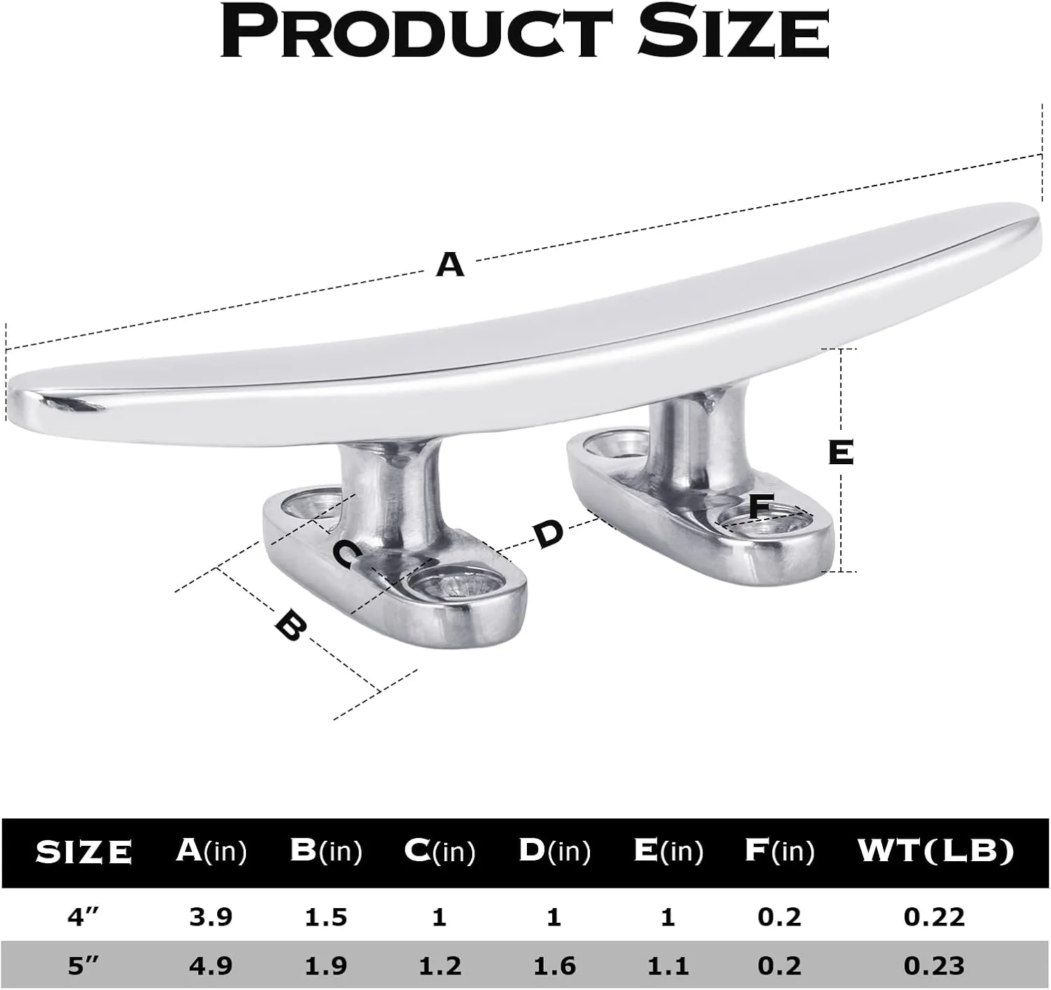 Boat Cleat 316 Stainless Steel Boat Dock Cleat Open Base Flat Top Boat Mooring Accessories, Include Installation Accessories