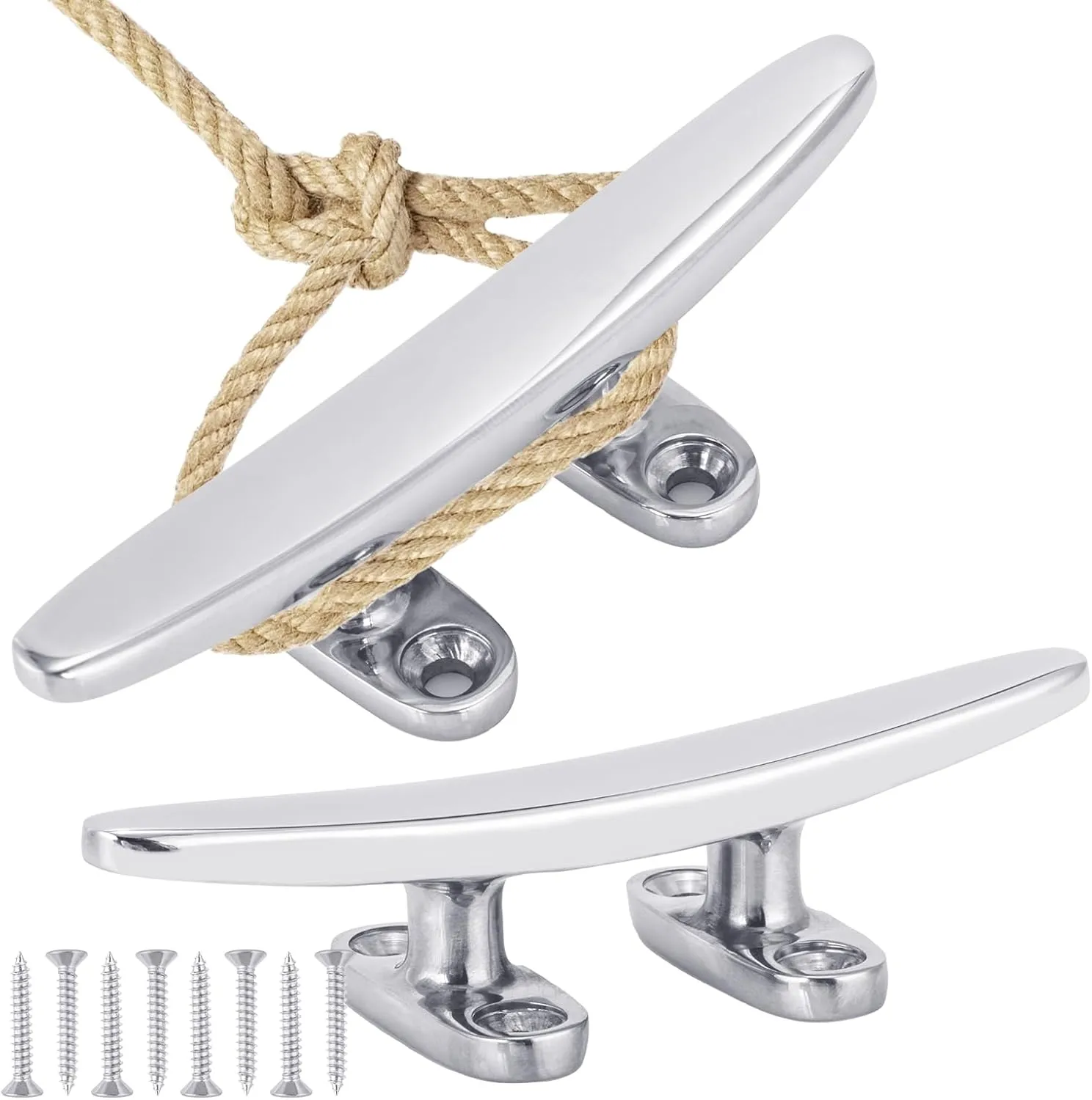 Boat Cleat 316 Stainless Steel Boat Dock Cleat Open Base Flat Top Boat Mooring Accessories, Include Installation Accessories