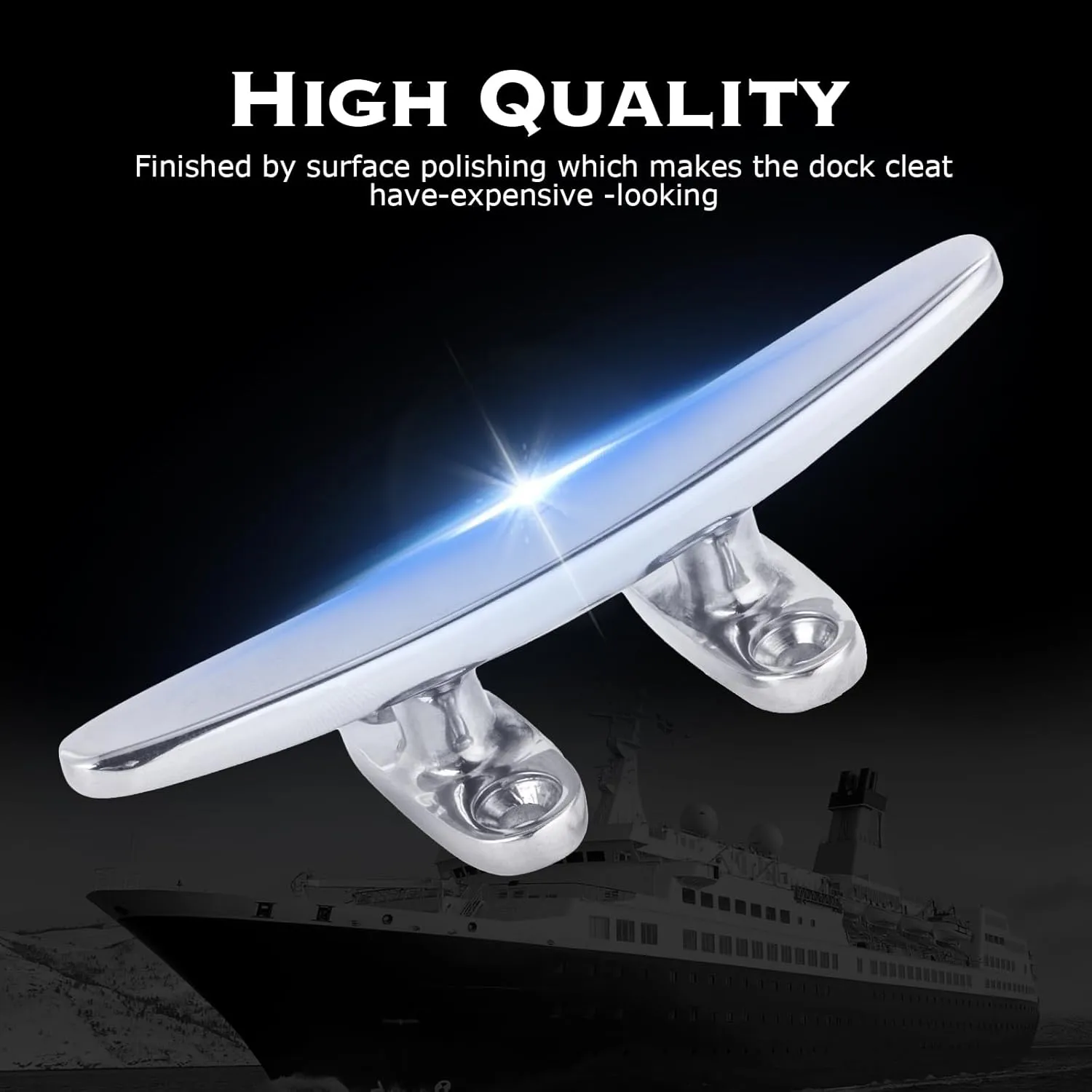 Boat Cleat 316 Stainless Steel Boat Dock Cleat Open Base Flat Top Boat Mooring Accessories, Include Installation Accessories