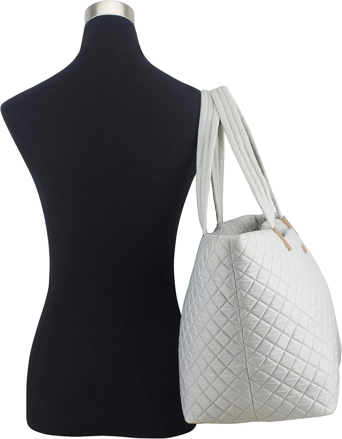 BODHI Quilted Soft Luxe Large Tote Bag For Women, Travel Shoulder Bag Top Handle Handbag for Gym, Work, Fog Gray