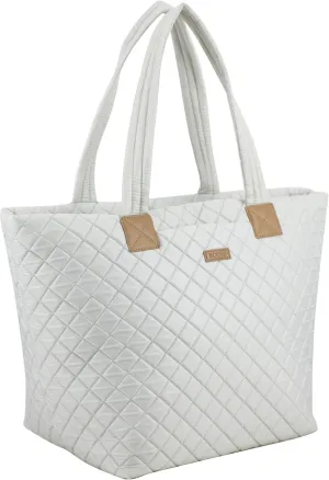 BODHI Quilted Soft Luxe Large Tote Bag For Women, Travel Shoulder Bag Top Handle Handbag for Gym, Work, Fog Gray