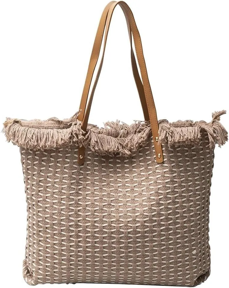 Bohemian Hobo Large Capacity Top Handle Tote for Women Cute Canvas Shoulder Summer Vibe Beach Casual Handbag
