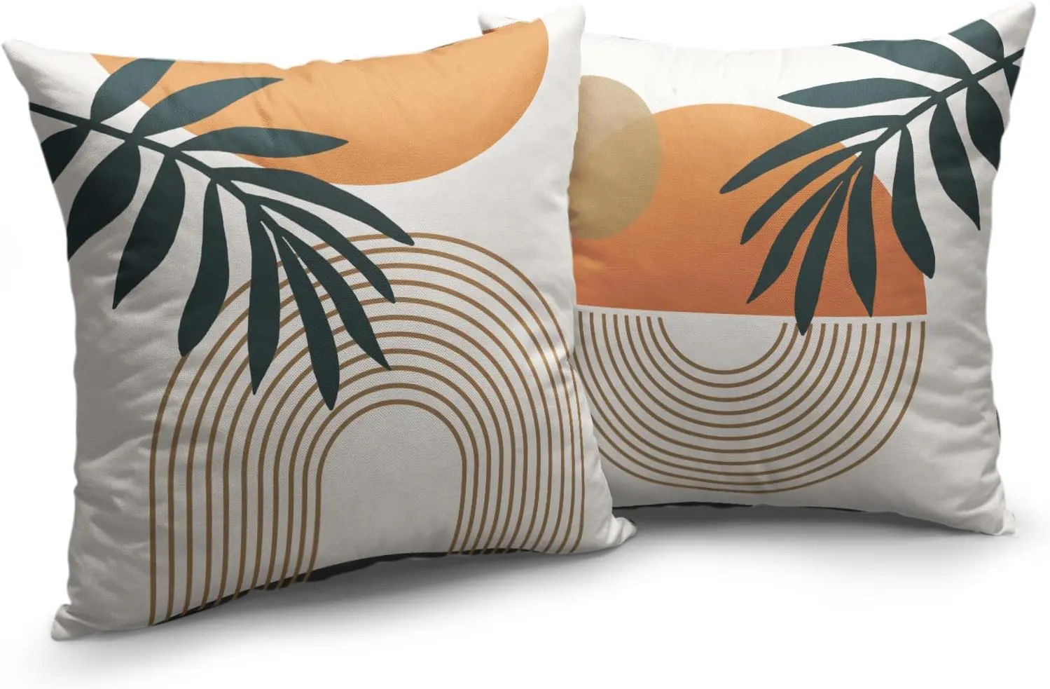 Boho Abstract Pillow Covers 18x18 Set of 2, Modern Geometric Leaf Decorative Throw Pillow Covers Tropical Bohemian Outdoor Decorations Farmhouse Linen Cushion Cases for Home Couch Sofa