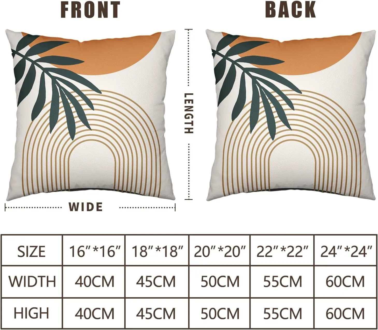 Boho Abstract Pillow Covers 18x18 Set of 2, Modern Geometric Leaf Decorative Throw Pillow Covers Tropical Bohemian Outdoor Decorations Farmhouse Linen Cushion Cases for Home Couch Sofa